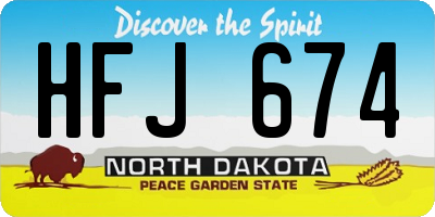 ND license plate HFJ674
