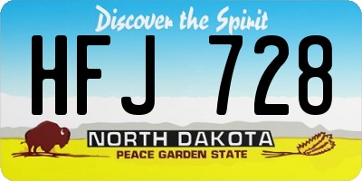 ND license plate HFJ728