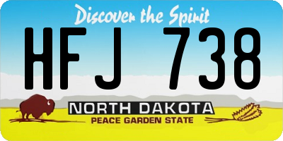 ND license plate HFJ738