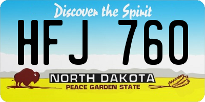 ND license plate HFJ760