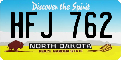 ND license plate HFJ762