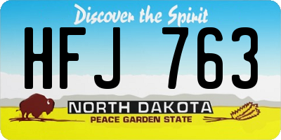 ND license plate HFJ763