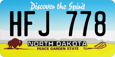 ND license plate HFJ778