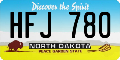 ND license plate HFJ780