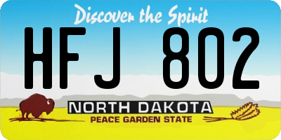 ND license plate HFJ802