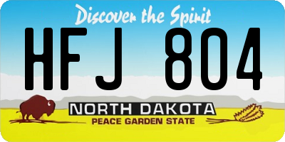 ND license plate HFJ804