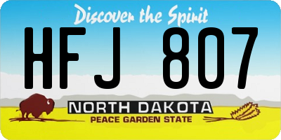 ND license plate HFJ807