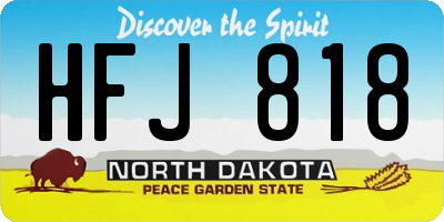 ND license plate HFJ818