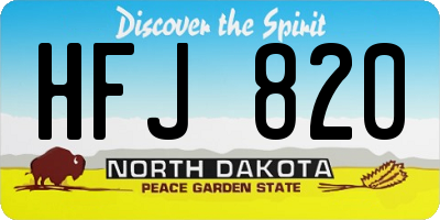 ND license plate HFJ820