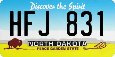 ND license plate HFJ831