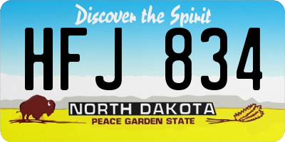 ND license plate HFJ834