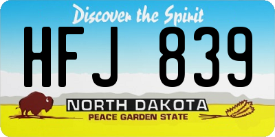 ND license plate HFJ839