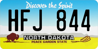 ND license plate HFJ844