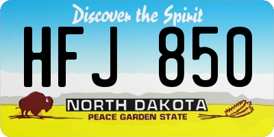 ND license plate HFJ850