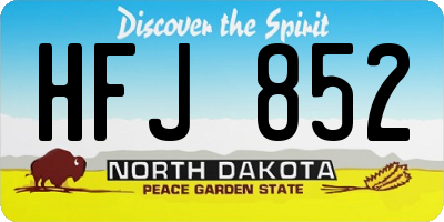 ND license plate HFJ852