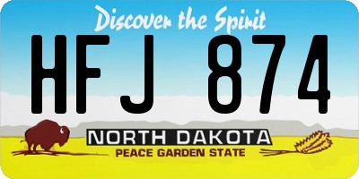 ND license plate HFJ874