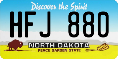 ND license plate HFJ880