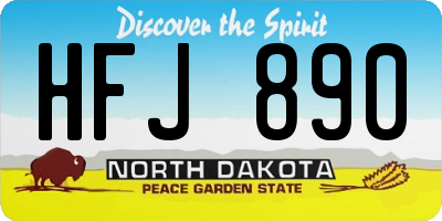 ND license plate HFJ890