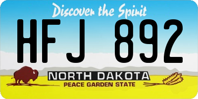ND license plate HFJ892