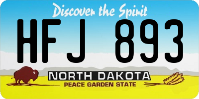 ND license plate HFJ893