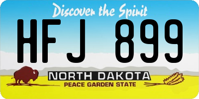 ND license plate HFJ899