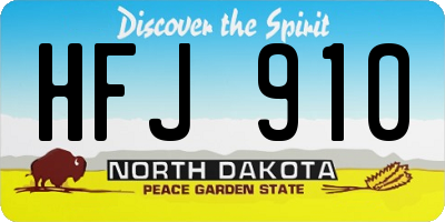 ND license plate HFJ910