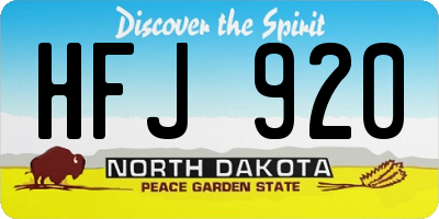 ND license plate HFJ920
