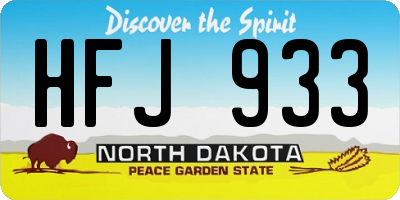 ND license plate HFJ933