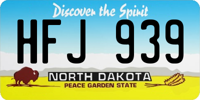 ND license plate HFJ939