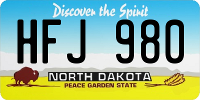 ND license plate HFJ980