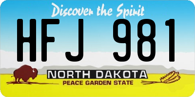 ND license plate HFJ981