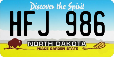 ND license plate HFJ986