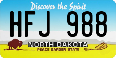 ND license plate HFJ988