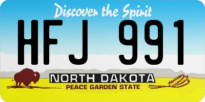 ND license plate HFJ991
