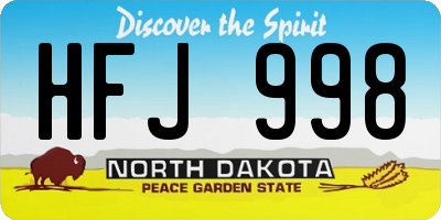 ND license plate HFJ998