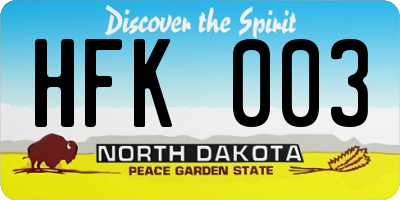 ND license plate HFK003