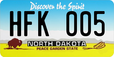 ND license plate HFK005