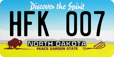ND license plate HFK007