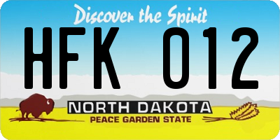 ND license plate HFK012