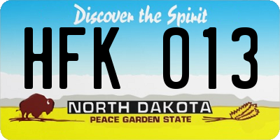 ND license plate HFK013