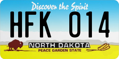 ND license plate HFK014