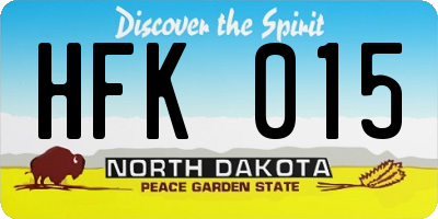 ND license plate HFK015