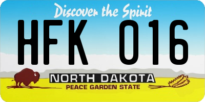 ND license plate HFK016