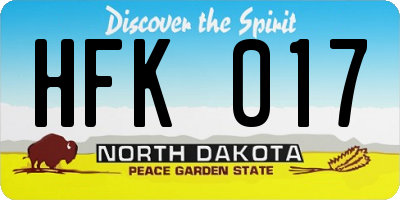 ND license plate HFK017