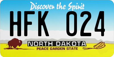 ND license plate HFK024