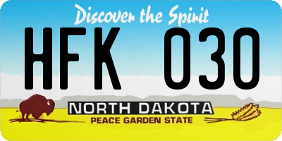 ND license plate HFK030
