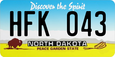 ND license plate HFK043