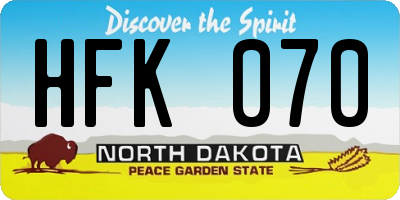ND license plate HFK070