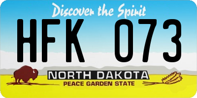 ND license plate HFK073