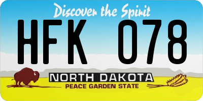 ND license plate HFK078